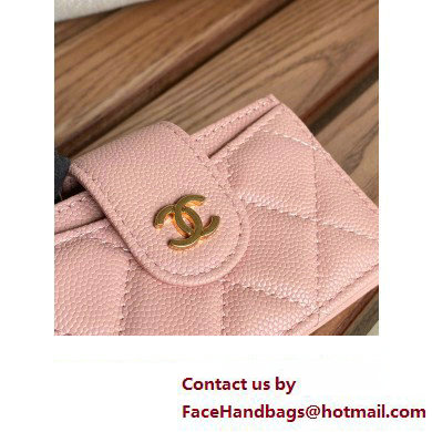 Chanel Grained Calfskin  &  GOLD-Tone Metal Card Holder AP0342 pink 2023